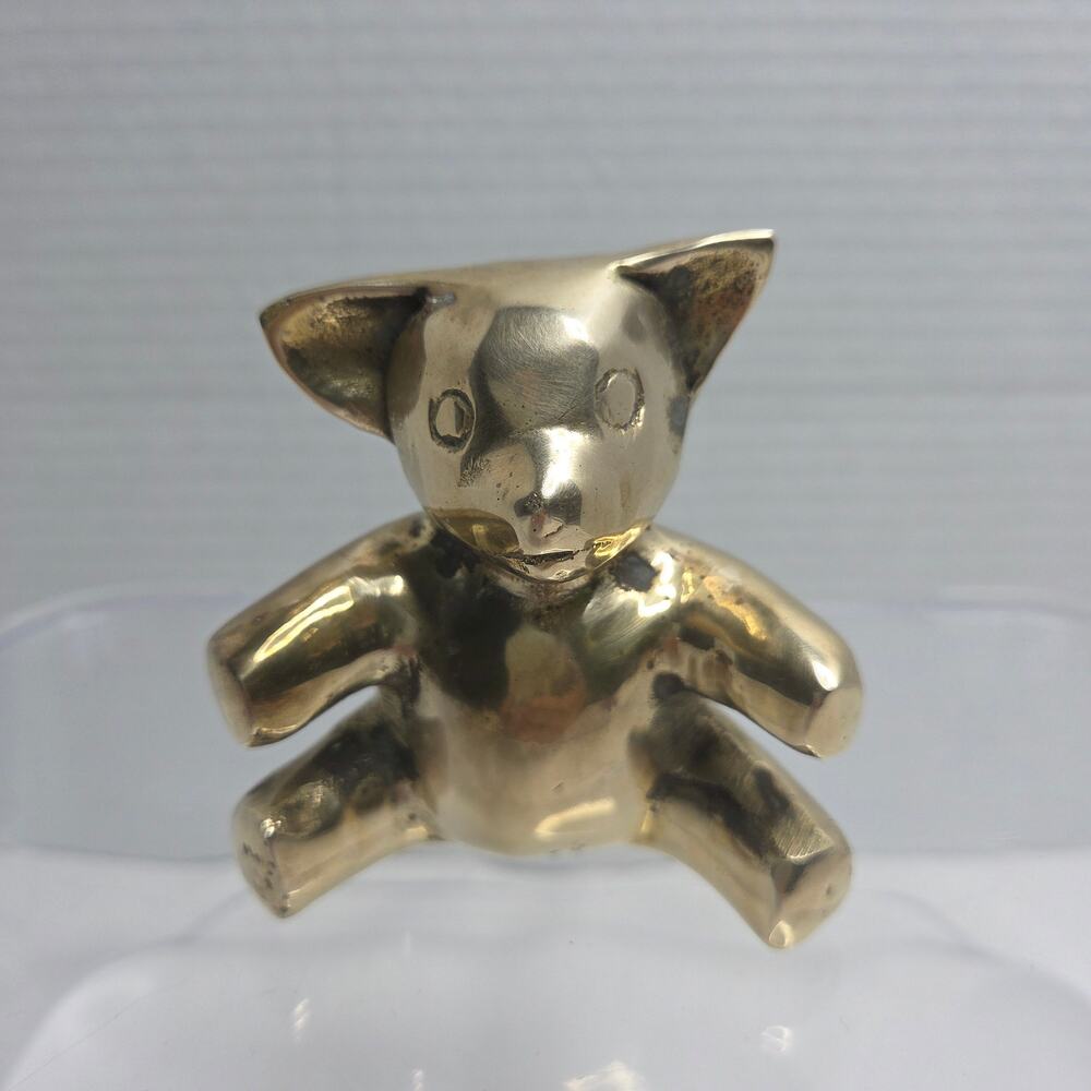 Vintage 1970's Penco Brass Teddy Bear Figurine Paperweight Sculpture Home Decor